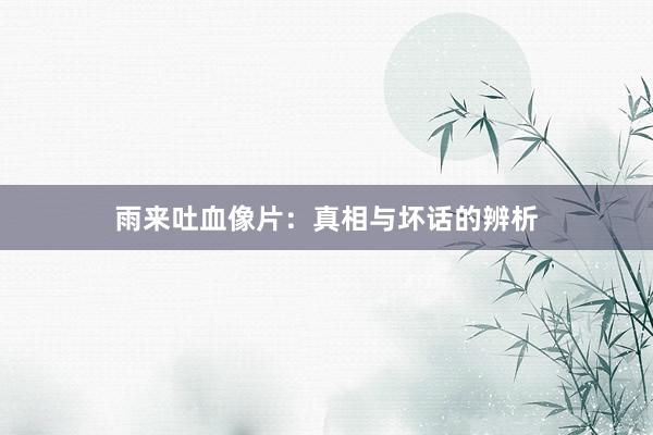 雨来吐血像片：真相与坏话的辨析